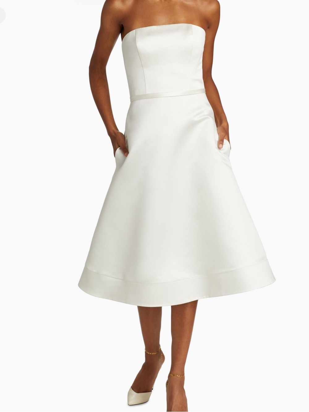 Amsale Little White Dress in Ivory Satin